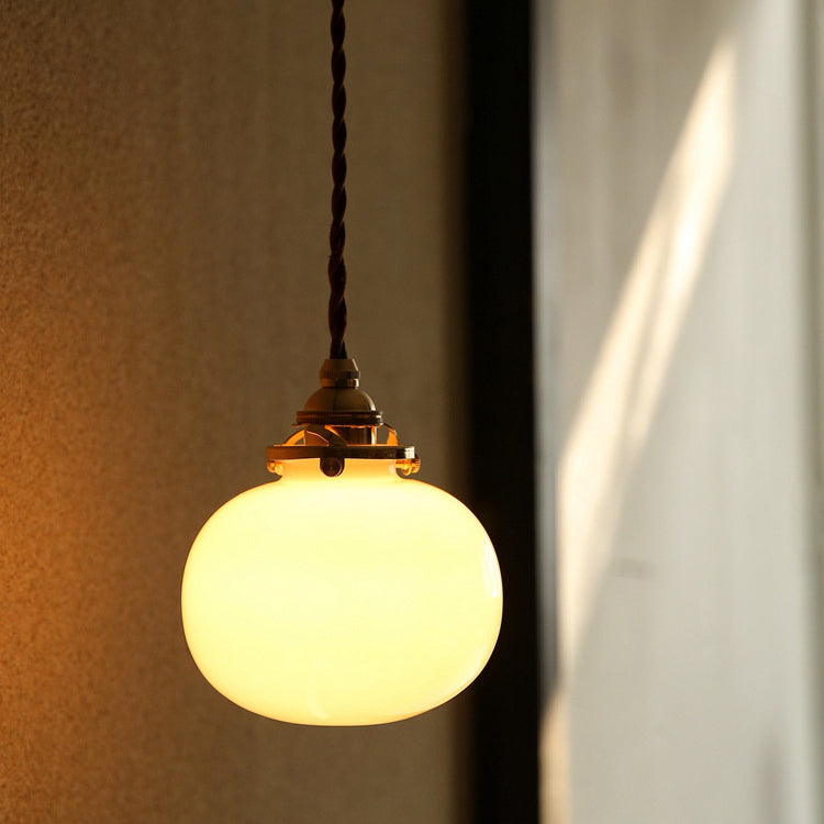 Vintage Hanglamp Goud met Glazen Kap E26 – Retro Koperen Verlichting voor Woonkamer en Eettafel