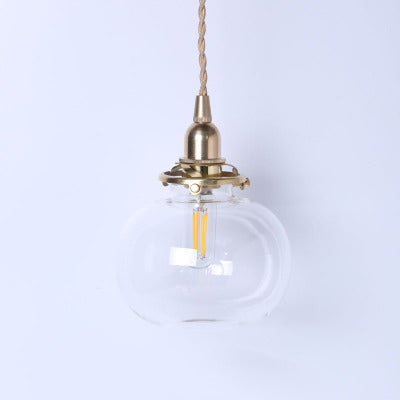 Vintage Hanglamp Goud met Glazen Kap E26 – Retro Koperen Verlichting voor Woonkamer en Eettafel