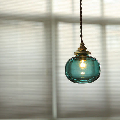 Vintage Hanglamp Goud met Glazen Kap E26 – Retro Koperen Verlichting voor Woonkamer en Eettafel