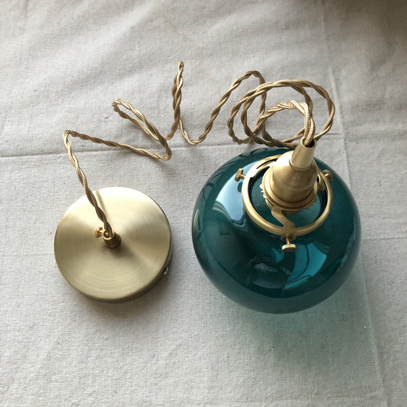 Vintage Hanglamp Goud met Glazen Kap E26 – Retro Koperen Verlichting voor Woonkamer en Eettafel