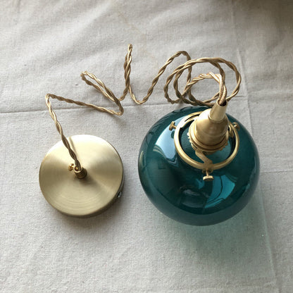 Vintage Hanglamp Goud met Glazen Kap E26 – Retro Koperen Verlichting voor Woonkamer en Eettafel
