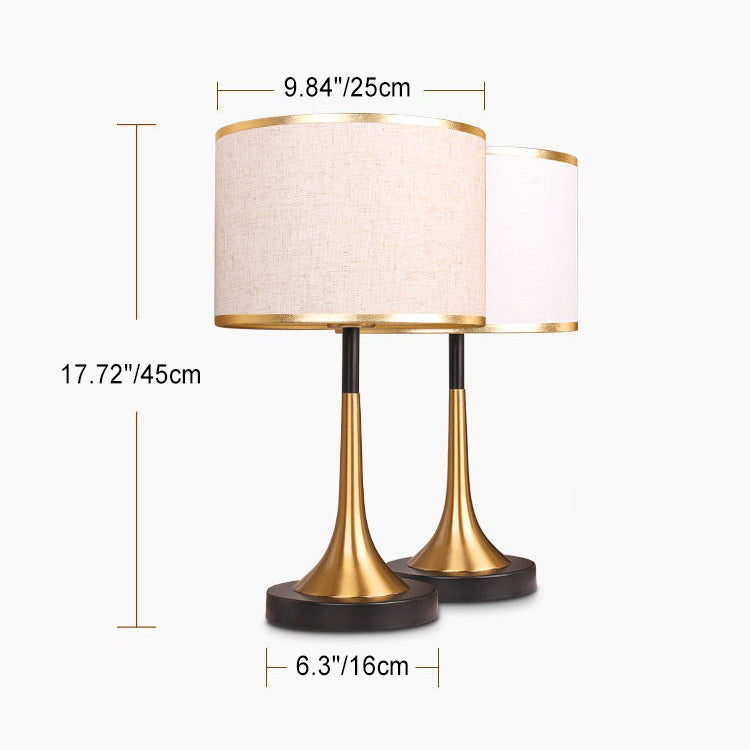 Vintage Tafellamp met Stoffen Kap – Metalen Basis, E26-Fitting, 45 cm Hoog