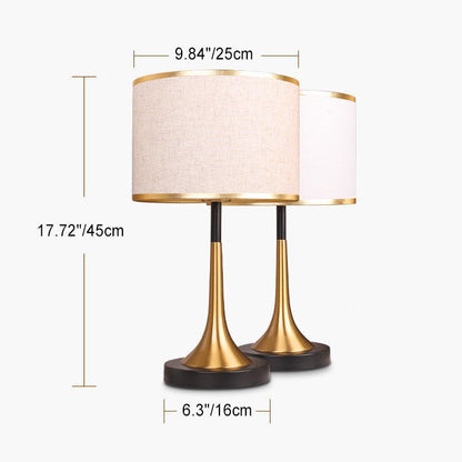 Vintage Tafellamp met Stoffen Kap – Metalen Basis, E26-Fitting, 45 cm Hoog