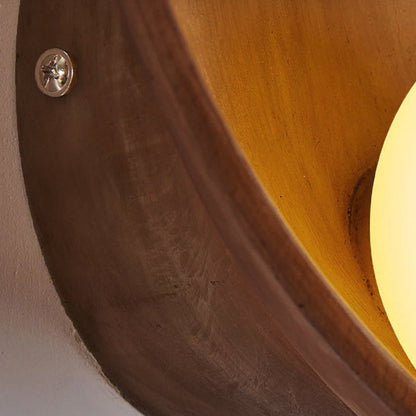 Wandlamp Resin Glas Rond 23x23cm Wit Houtkleur G4 Slaapkamer Woonkamer Sfeerverlichting