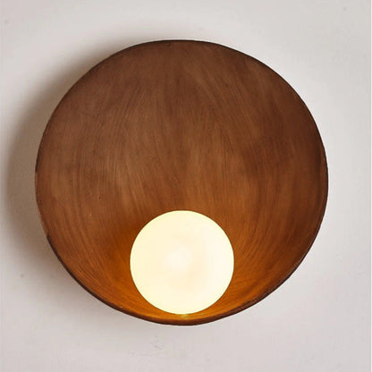 Wandlamp Resin Glas Rond 23x23cm Wit Houtkleur G4 Slaapkamer Woonkamer Sfeerverlichting