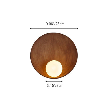 Wandlamp Resin Glas Rond 23x23cm Wit Houtkleur G4 Slaapkamer Woonkamer Sfeerverlichting
