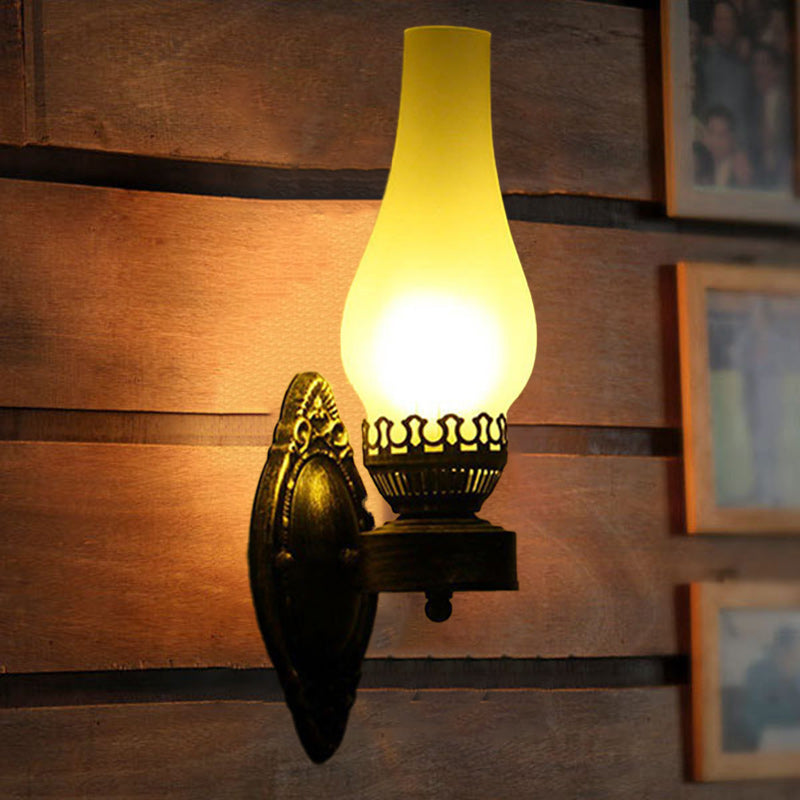 Wandlamp Petroleumstijl Glas Brons Metaal 42cm Hal Woonkamer Slaapkamer Retro Vintage Olielamp Look E26 Sfeerlamp