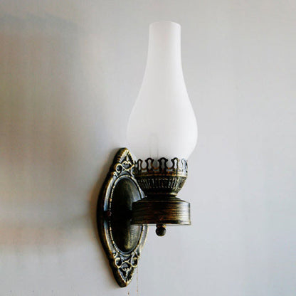 Wandlamp Petroleumstijl Glas Brons Metaal 42cm Hal Woonkamer Slaapkamer Retro Vintage Olielamp Look E26 Sfeerlamp