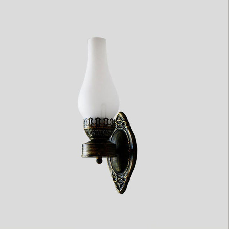 Wandlamp Petroleumstijl Glas Brons Metaal 42cm Hal Woonkamer Slaapkamer Retro Vintage Olielamp Look E26 Sfeerlamp