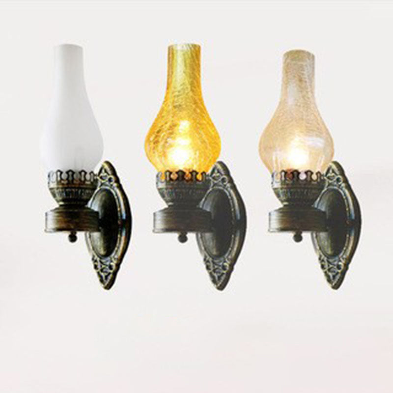 Wandlamp Petroleumstijl Glas Brons Metaal 42cm Hal Woonkamer Slaapkamer Retro Vintage Olielamp Look E26 Sfeerlamp