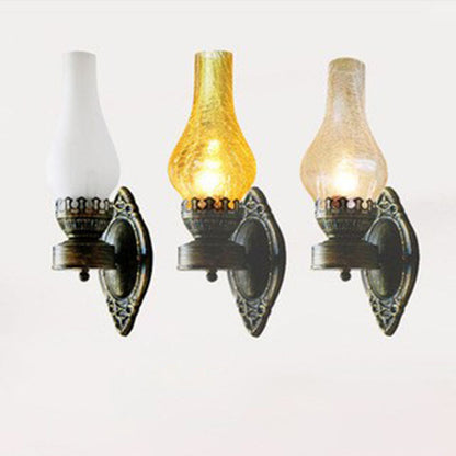 Wandlamp Petroleumstijl Glas Brons Metaal 42cm Hal Woonkamer Slaapkamer Retro Vintage Olielamp Look E26 Sfeerlamp
