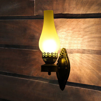 Wandlamp Petroleumstijl Glas Brons Metaal 42cm Hal Woonkamer Slaapkamer Retro Vintage Olielamp Look E26 Sfeerlamp