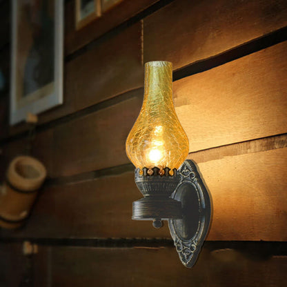 Wandlamp Petroleumstijl Glas Brons Metaal 42cm Hal Woonkamer Slaapkamer Retro Vintage Olielamp Look E26 Sfeerlamp