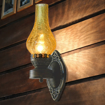 Wandlamp Petroleumstijl Glas Brons Metaal 42cm Hal Woonkamer Slaapkamer Retro Vintage Olielamp Look E26 Sfeerlamp