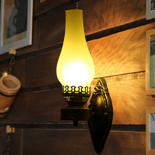 Wandlamp Petroleumstijl Glas Brons Metaal 42cm Hal Woonkamer Slaapkamer Retro Vintage Olielamp Look E26 Sfeerlamp