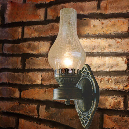Wandlamp Petroleumstijl Glas Brons Metaal 42cm Hal Woonkamer Slaapkamer Retro Vintage Olielamp Look E26 Sfeerlamp