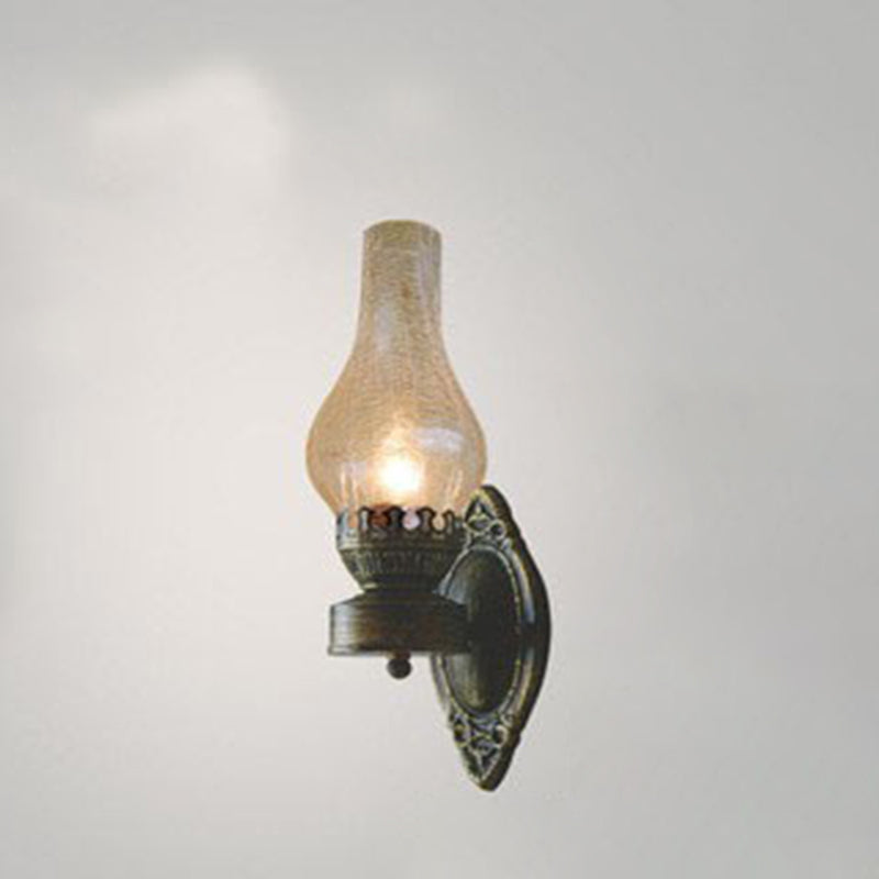 Wandlamp Petroleumstijl Glas Brons Metaal 42cm Hal Woonkamer Slaapkamer Retro Vintage Olielamp Look E26 Sfeerlamp