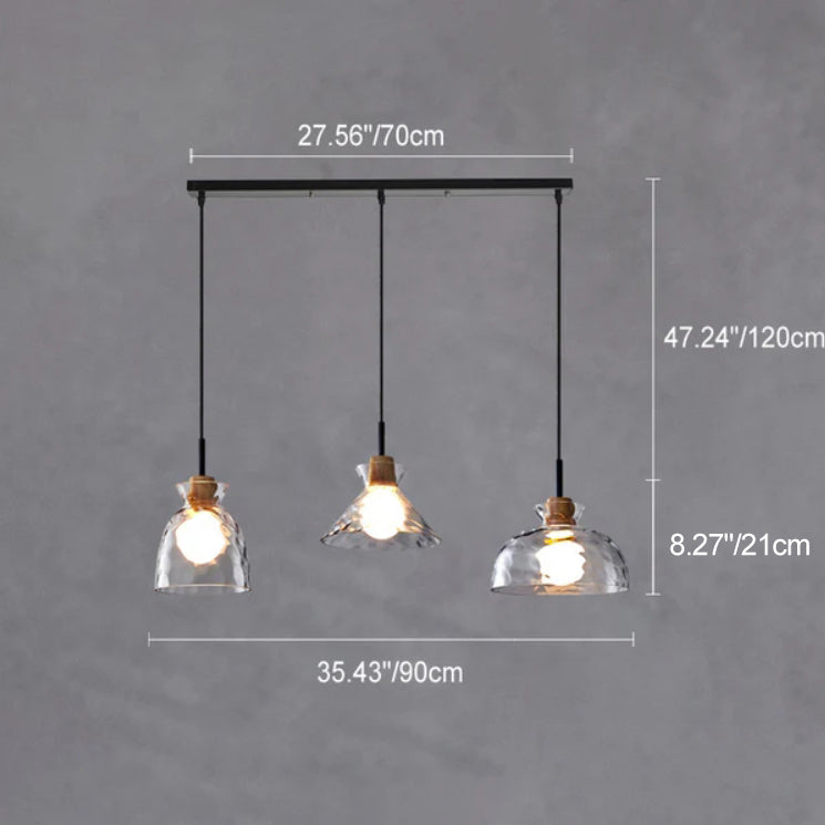 Hanglamp Glas Hout Transparant E26 Woonkamer Slaapkamer Eetkamer Pendellamp Glazen Kap Bell Cone Bowl Industrieel Retro