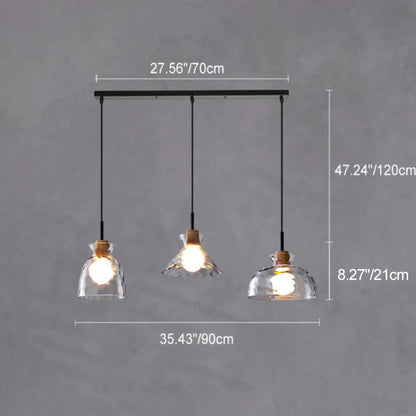 Hanglamp Glas Hout Transparant E26 Woonkamer Slaapkamer Eetkamer Pendellamp Glazen Kap Bell Cone Bowl Industrieel Retro