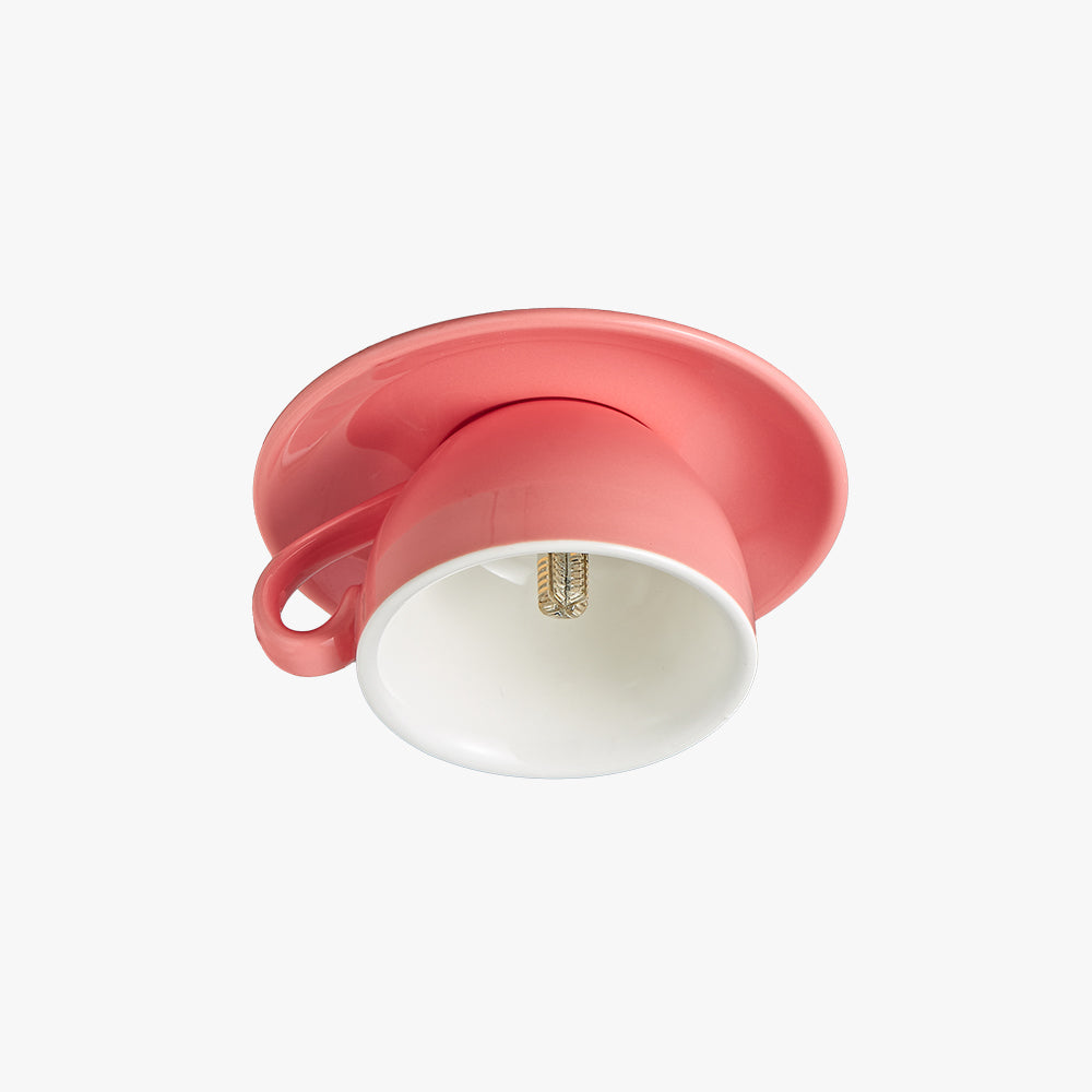 Plafondlamp Keramiek Koffiekop Vorm LED Blauw Roze Geel Slaapkamer Woonkamer Speels Design