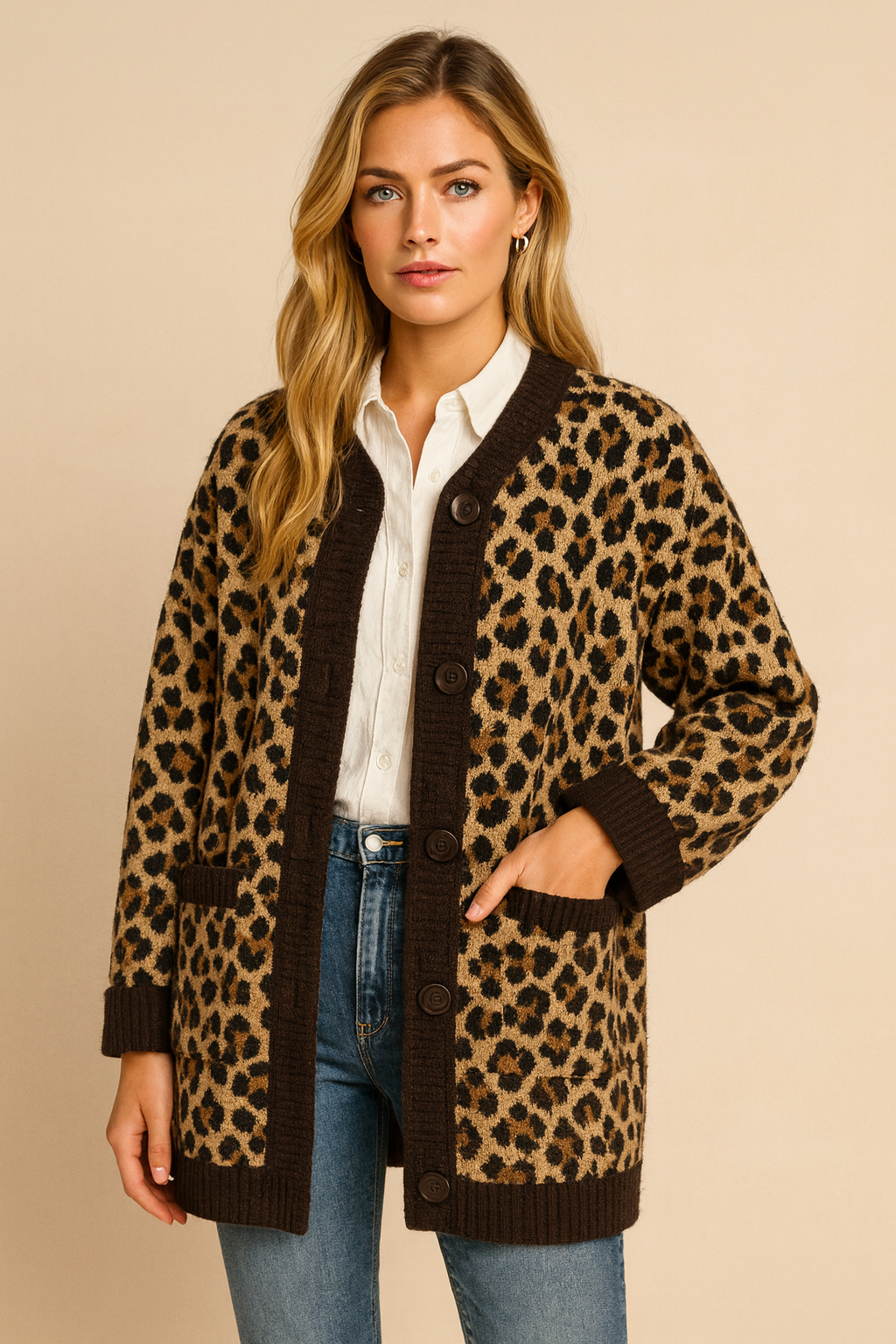 Dames Teddyjas Zacht Leopard Print Stijlvolle Jas