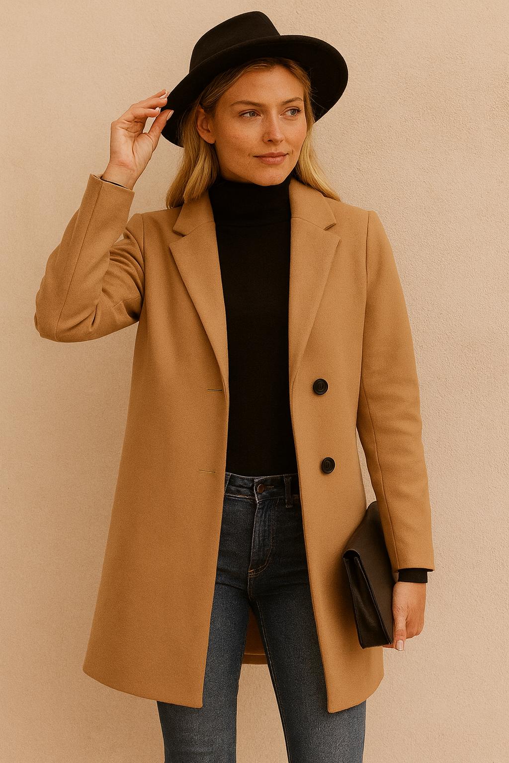 Dames Winterjas Lange Coat met Reverskraag Stijlvol Warm - StudioMarella