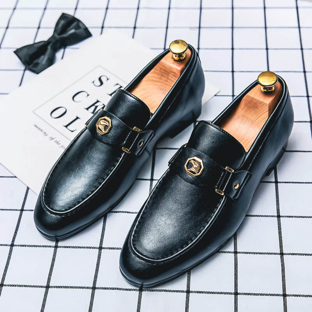 Leren Heren Loafers Met Gouden Detail Luxe Uitvoering
