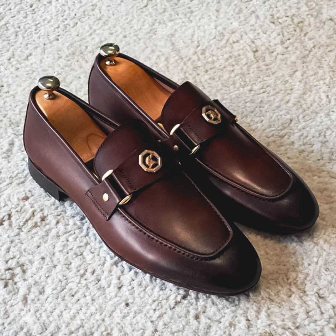 Leren Heren Loafers Met Gouden Detail Luxe Uitvoering