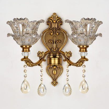 Vintage Wandlamp Goud Glas Dubbele Klassiek Warm Wit Licht Binnenwandlamp E14 Slaapkamer Woonkamer Hal Decoratief Verlichting Muurlamp