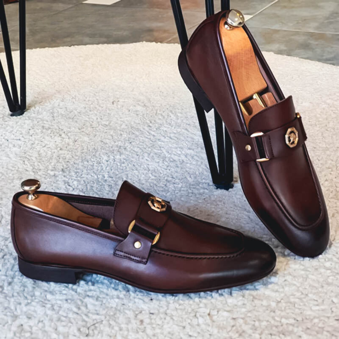 Leren Heren Loafers Met Gouden Detail Luxe Uitvoering