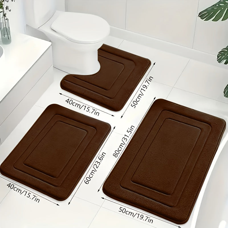 Badkamermattenset 3-delig met antislip en absorberend oppervlak voor extra veiligheid