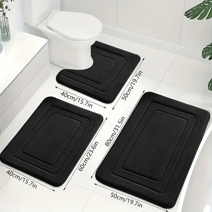 Badkamermattenset 3-delig met antislip en absorberend oppervlak voor extra veiligheid