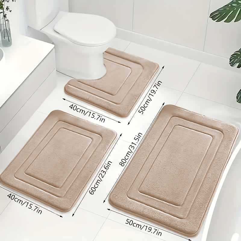 Badkamermattenset 3-delig met antislip en absorberend oppervlak voor extra veiligheid