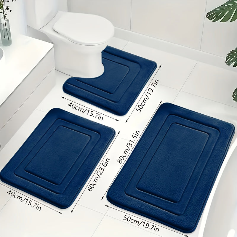Badkamermattenset 3-delig met antislip en absorberend oppervlak voor extra veiligheid