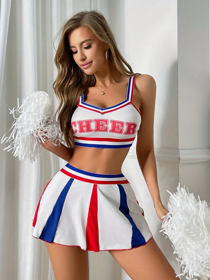 Badkleding cheerleader uniform met sportieve top en korte rok