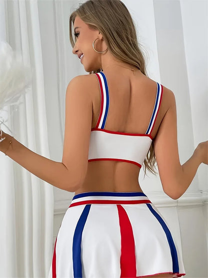 Badkleding cheerleader uniform met sportieve top en korte rok