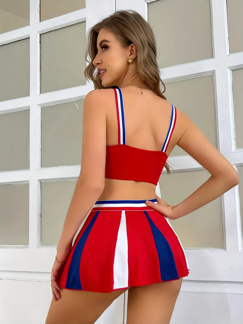 Badkleding cheerleader uniform met sportieve top en korte rok
