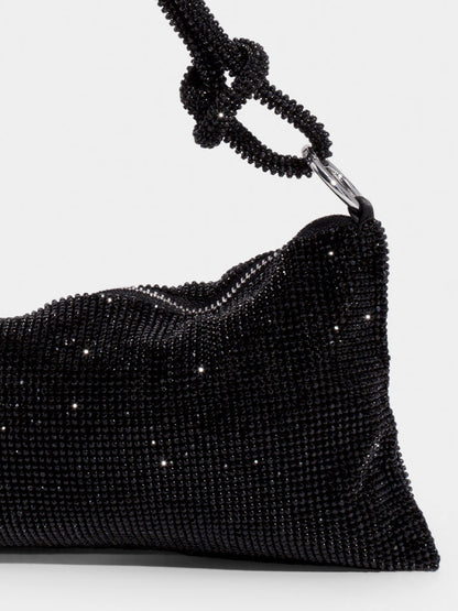 Luxe Schouder tas met Ketting Sluiting Glanzend Leer