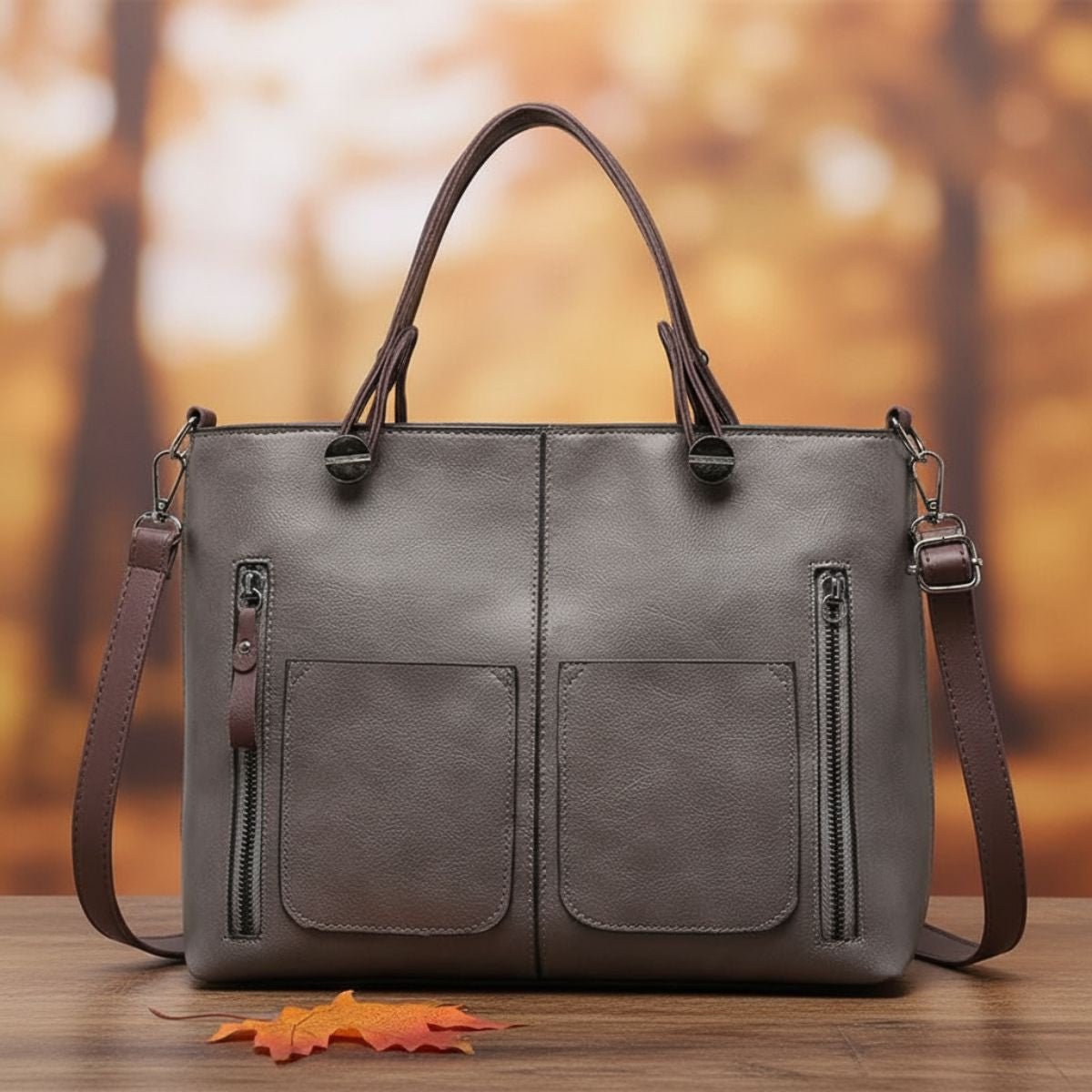 Leren Schoudertas Dames Klassiek Design Magnetische Sluiting Verstelbare Schouderband Elegante Handtas