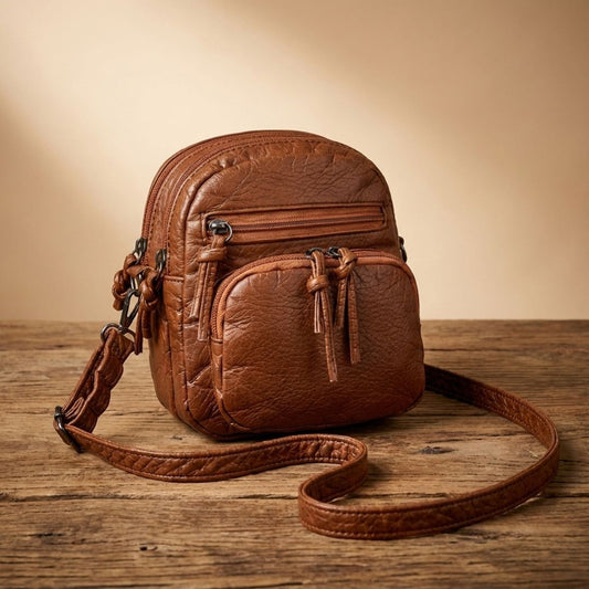 Compacte Schoudertas Dames Leer Elegant Design Bruin Zwart Handtas Crossbody Draagtas Dagelijks Gebruik