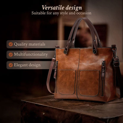 Leren Schoudertas Dames Klassiek Design Magnetische Sluiting Verstelbare Schouderband Elegante Handtas