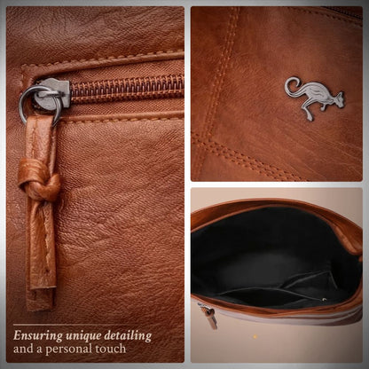 Leren Handtas Full-Grain Leer Bruin Zwart Vintage Patina Schoudertas Dames Dagelijks Gebruik Crossbody