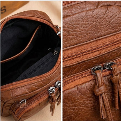 Compacte Schoudertas Dames Leer Elegant Design Bruin Zwart Handtas Crossbody Draagtas Dagelijks Gebruik