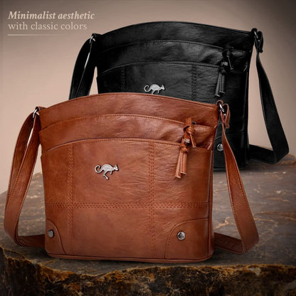 Leren Handtas Full-Grain Leer Bruin Zwart Vintage Patina Schoudertas Dames Dagelijks Gebruik Crossbody