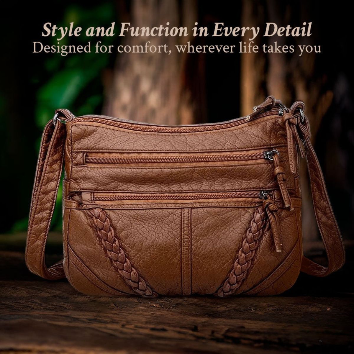 Schoudertas met Verstelbare Riem en Magnetische Sluiting Dames Handtas Crossbody Tas Bruin Zwart Kunstleer