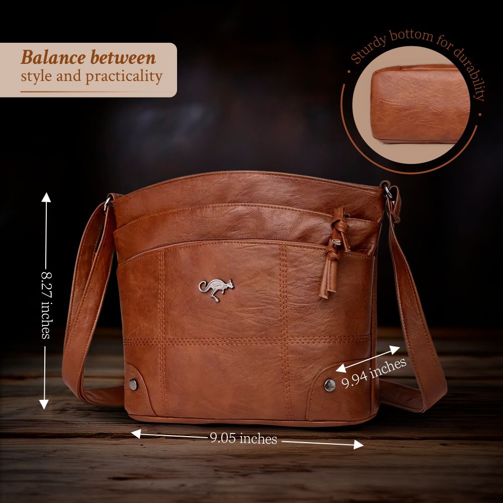 Leren Handtas Full-Grain Leer Bruin Zwart Vintage Patina Schoudertas Dames Dagelijks Gebruik Crossbody
