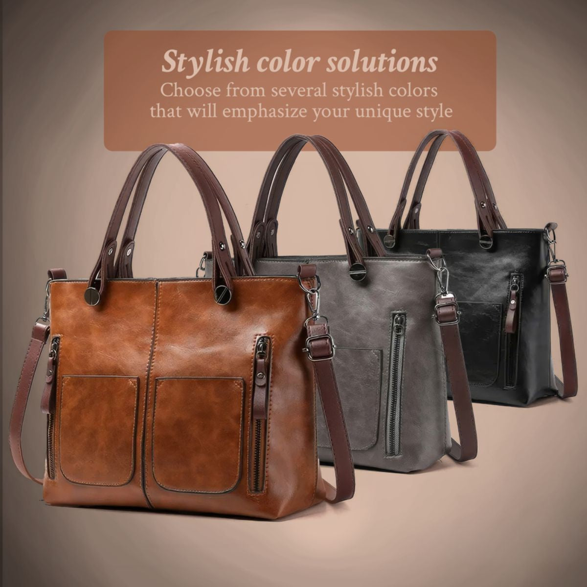 Leren Schoudertas Dames Klassiek Design Magnetische Sluiting Verstelbare Schouderband Elegante Handtas