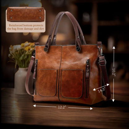Leren Schoudertas Dames Klassiek Design Magnetische Sluiting Verstelbare Schouderband Elegante Handtas