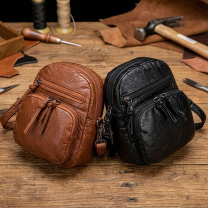 Compacte Schoudertas Dames Leer Elegant Design Bruin Zwart Handtas Crossbody Draagtas Dagelijks Gebruik