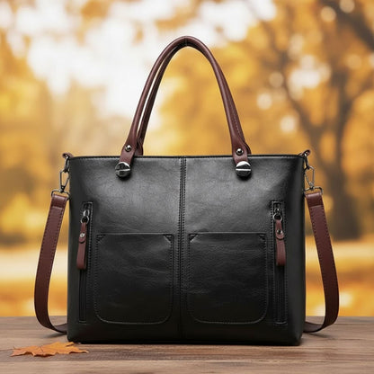 Leren Schoudertas Dames Klassiek Design Magnetische Sluiting Verstelbare Schouderband Elegante Handtas